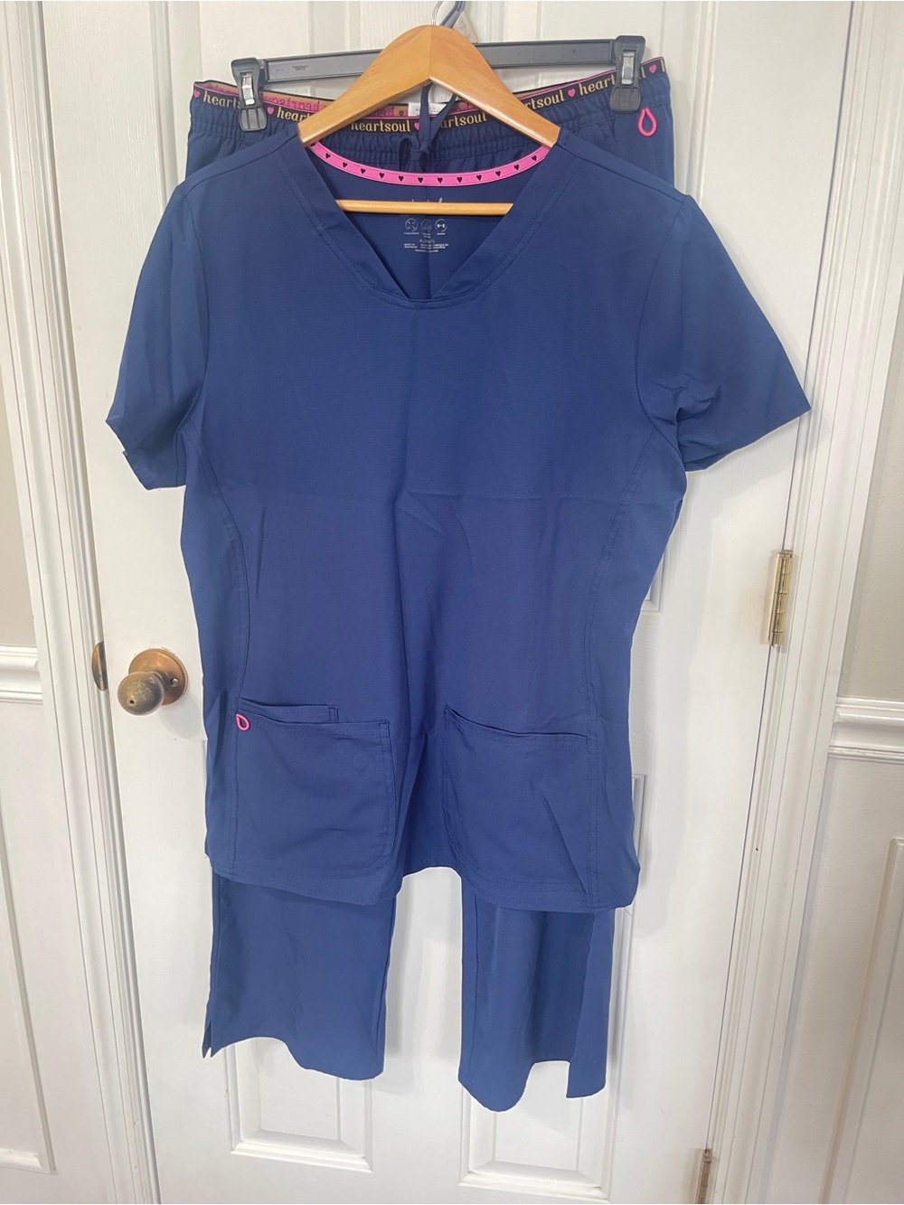 Heart Soul Scrubs Women’s Uniform Set Xlarge Top Large Bottom Navy